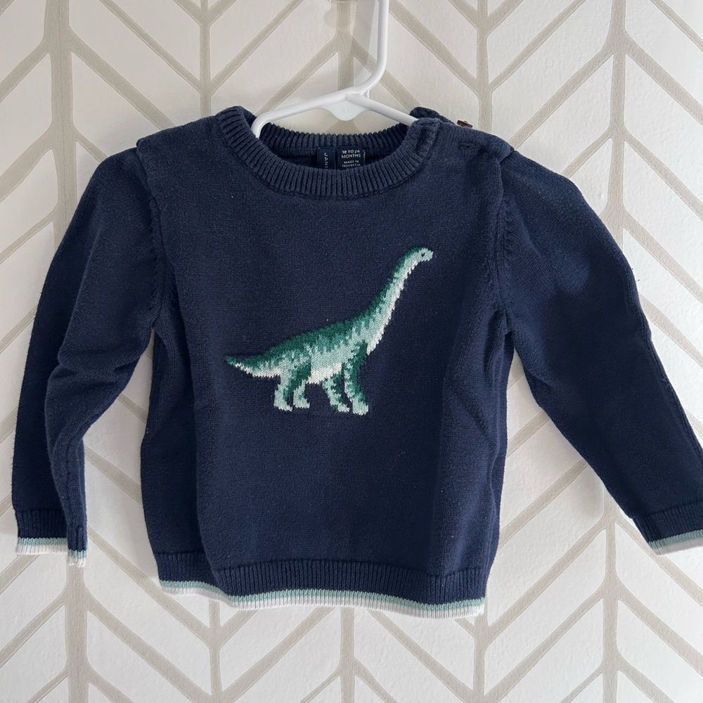 *Janie and Jack* Navy Sweater with Green Dinosaur